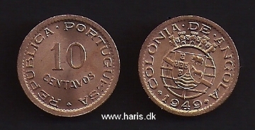 Picture of ANGOLA 10 Centavos 1949 Comm. KM70 UNC