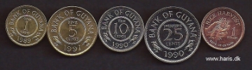 Picture of GUYANA 1 Cent-1 Dollar 1989-96 KM31-50 UNC