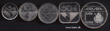 Picture of ARUBA 5 Cents-1 Florin 2001-06 KM1-5 UNC