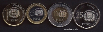 Picture of DOMINICAN REPUBLIC 1-25 Pesos 2008 KM80-107 UNC
