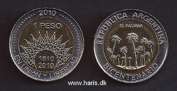Picture of ARGENTINA 1 Peso 2010, El Palmar KM156 UNC