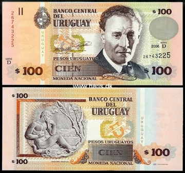 Picture of URUGUAY 100 Pesos Uruguayos 2006 P 88 UNC