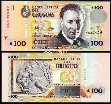 Picture of URUGUAY 100 Pesos Uruguayos 2011 P new UNC