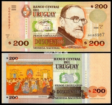 Picture of URUGUAY 200 Pesos Uruguayos 2006 P 89 UNC