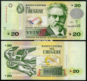 Picture of URUGUAY 20 Pesos Uruguayos 2011 P 86b UNC