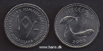 Picture of SOMALILAND 10 Shillings 2006 Pisces KM 8 UNC