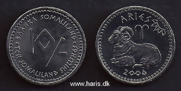 Picture of SOMALILAND 10 Shillings 2006 Aries KM 9 UNC