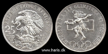 Picture of MEXICO 25 Pesos 1968 Comm. Silver KM479.1 UNC
