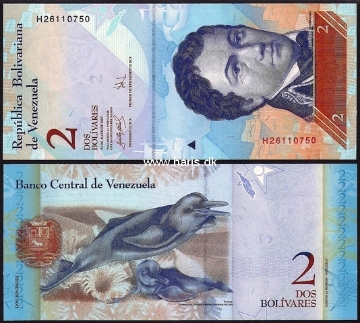 Picture of VENEZUELA 2 Bolivares 2007 24.05. P 88b UNC