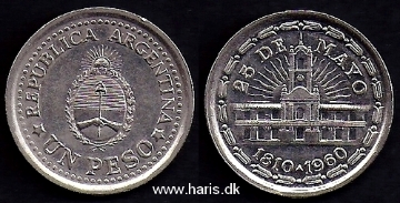 Picture of ARGENTINA 1 Peso ND(1960) Comm. KM58 aUNC/UNC