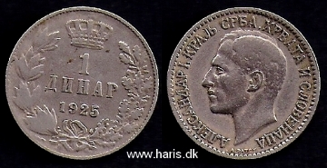 Picture of YUGOSLAVIA 1 Dinar 1925 KM5 VF