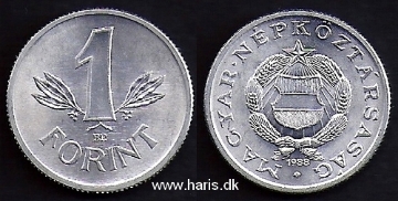 Picture of HUNGARY 1 Forint 1988 KM575 UNC