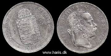 Picture of HUNGARY 1 Forint 1879 Silver KM453.1 VF+/XF