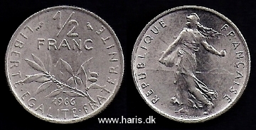 Picture of FRANCE 1/2 Franc 1966 KM931.1 aUNC