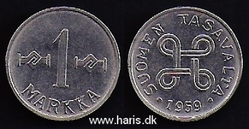 Picture of FINLAND 1 Markka 1959 KM36a VF+/XF