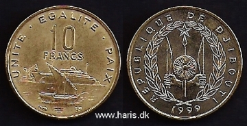 Picture of DJIBOUTI 10 Francs 1999 KM23 UNC