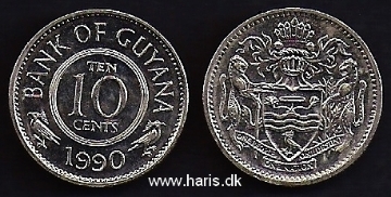 Picture of GUYANA 10 Cents 1990 KM33 UNC