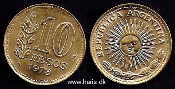 Picture of ARGENTINA 10 Pesos 1978 KM72 UNC