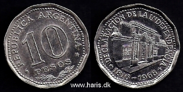 Picture of ARGENTINA 10 Pesos ND(1966) Comm. KM62 XF