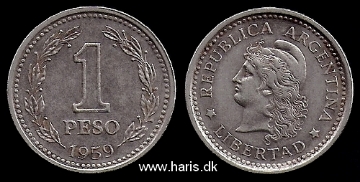 Picture of ARGENTINA 1 Peso 1959 KM57 VF