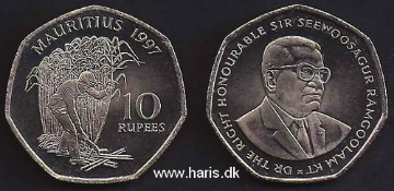 Picture of MAURITIUS 10 Rupees 1997 KM61 UNC