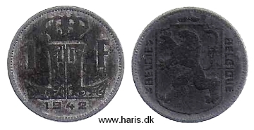Picture of BELGIUM 1 Franc 1942 KM128 F