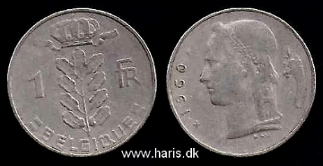 Picture of BELGIUM 1 Franc 1960 KM142.1 VF