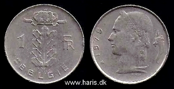 Picture of BELGIUM 1 Franc 1975 KM143.1 VF+/XF