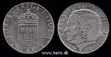 Picture of SWEDEN 1 Krona 1984 KM852a VF+