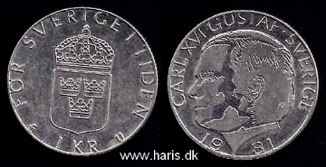 Picture of SWEDEN 1 Krona 1981 KM852 VF+/XF
