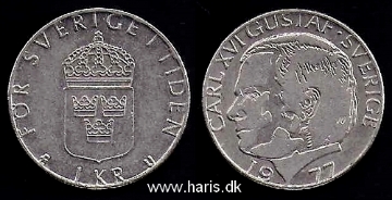 Picture of SWEDEN 1 Krona 1977 KM852 VF+