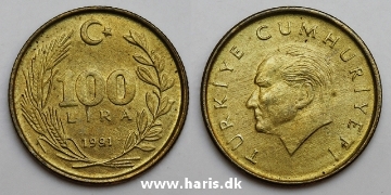 Picture of TURKEY 100 Lira 1991 KM988 XF