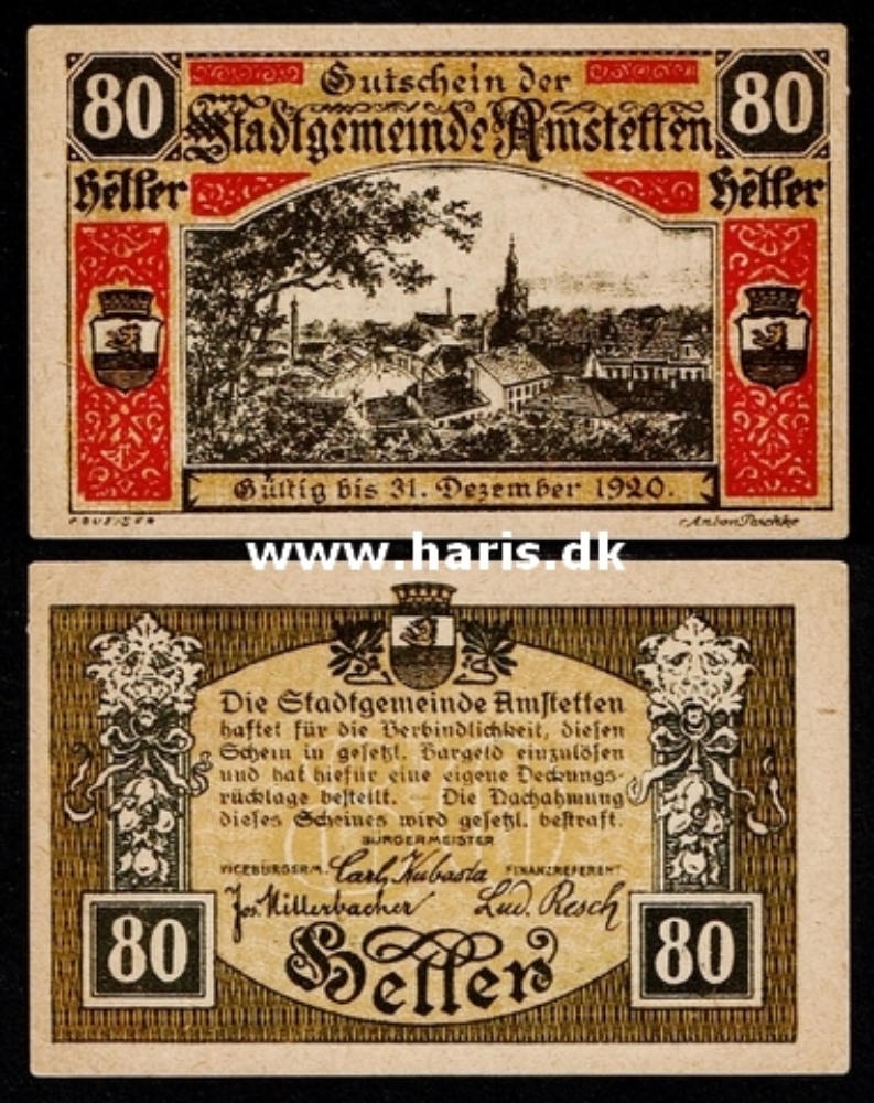 Picture of AUSTRIA - Amstetten 80 Heller 1920 Notgeld XF
