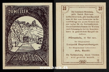 Picture of AUSTRIA - Pürnstein 20 Heller 1920 Notgeld UNC