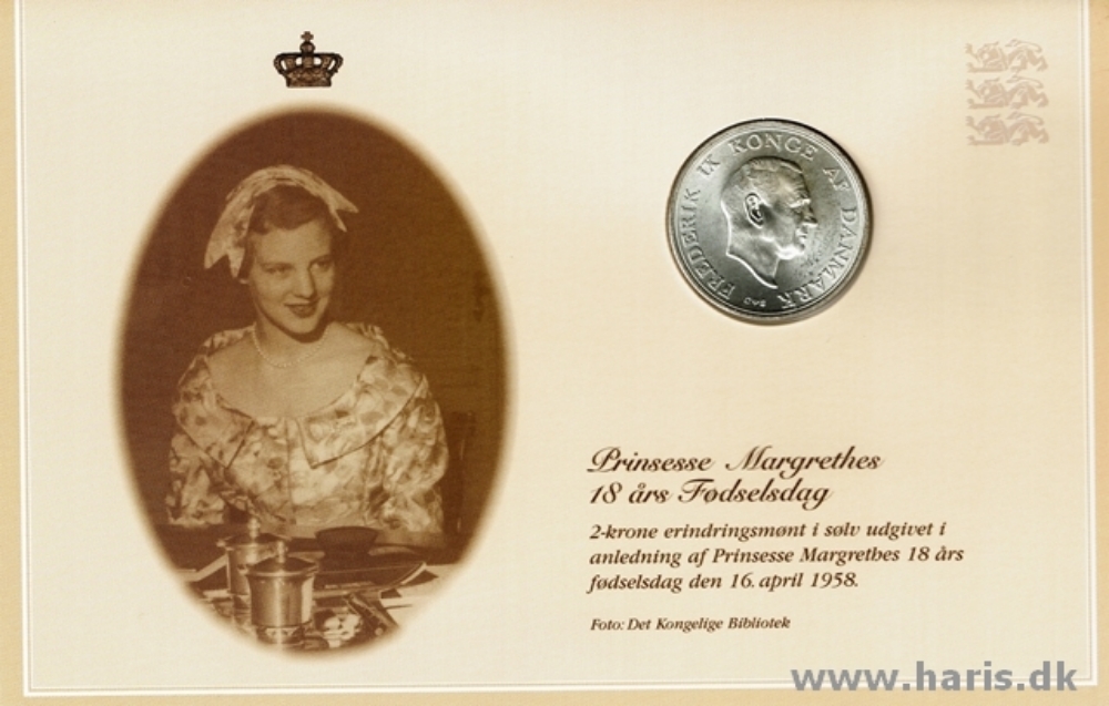 Picture of DENMARK 2 Kroner 1958 Comm. Silver KM845 UNC Blister