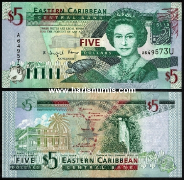 Picture of EAST CARIBBEAN STATES - ANGUILLA 5 Dollars ND(2003) P 42u UNC