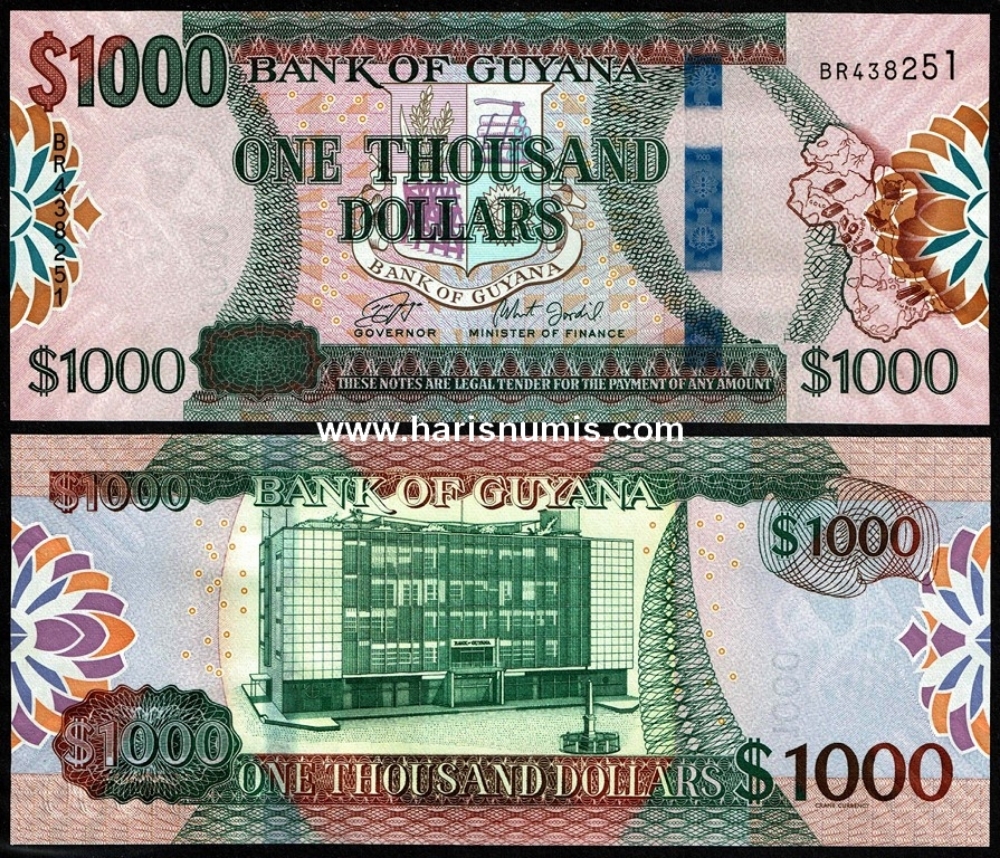 Picture of GUYANA 1000 Dollars ND(2019) P 38b UNC