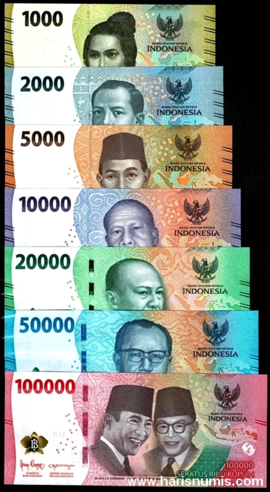 Picture of INDONESIA 1000-100.000 Rupiah 2022 P 162-168 UNC