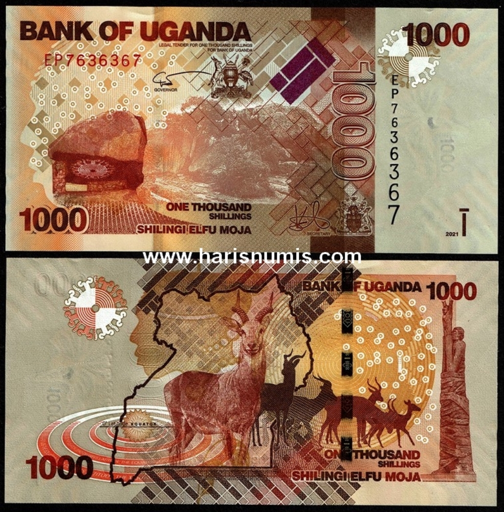 Picture of UGANDA 1000 Shillings 2021 P 49f, Radar serial number UNC
