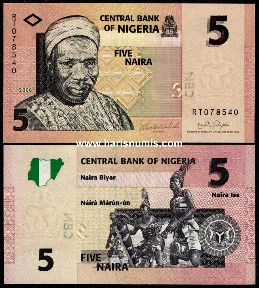 Picture of NIGERIA 5 Naira 2006 P 32a.1 UNC