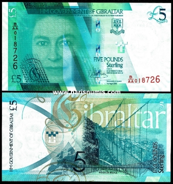 Picture of GIBRALTAR 5 Pounds 2020 P 42a UNC