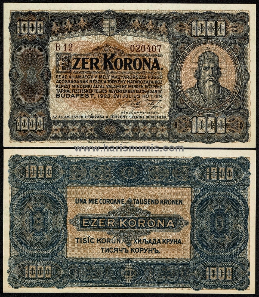 Picture of HUNGARY 1000 Korona 1923 P 75a UNC