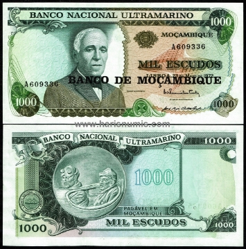 Picture of MOZAMBIQUE 1000 Escudos ND(1976) P119a UNC