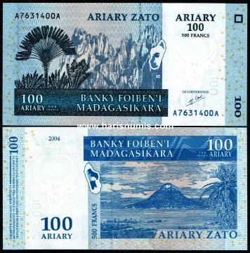 Picture of MADAGASCAR 100 Ariary 2004 P 86a UNC