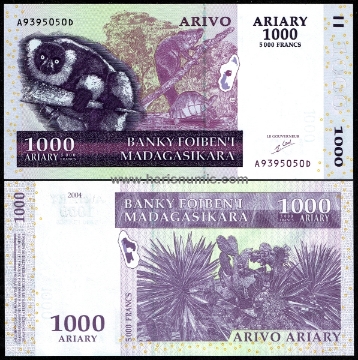 Picture of MADAGASCAR 1000 Ariary 2004 P 89a UNC
