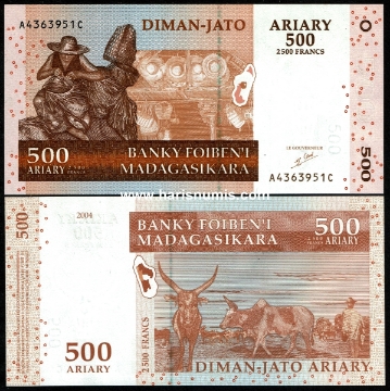Picture of MADAGASCAR 500 Ariary 2004 P 88a UNC