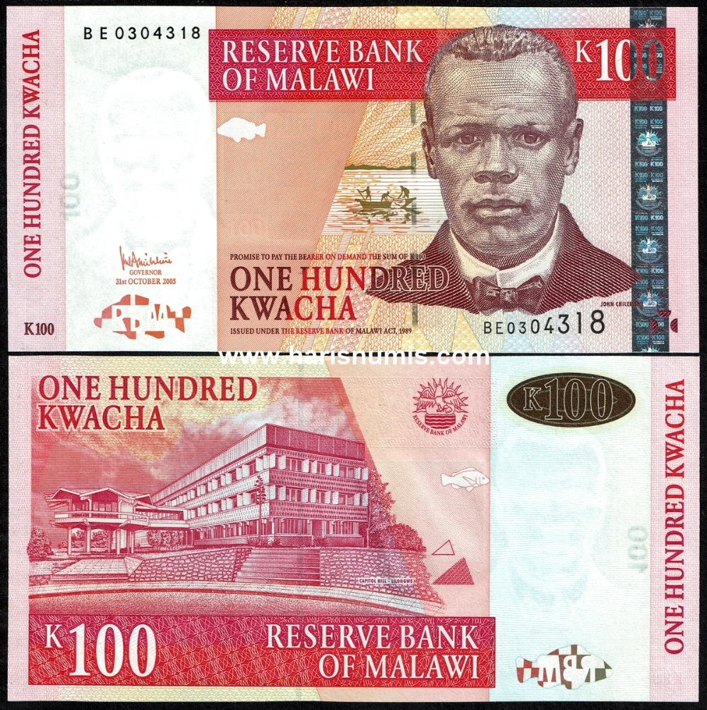 Picture of MALAWI 100 Kwacha 2005 P54a UNC