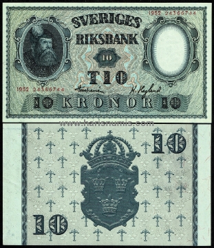 Picture of SWEDEN 10 Kronor 1952 P40m UNC