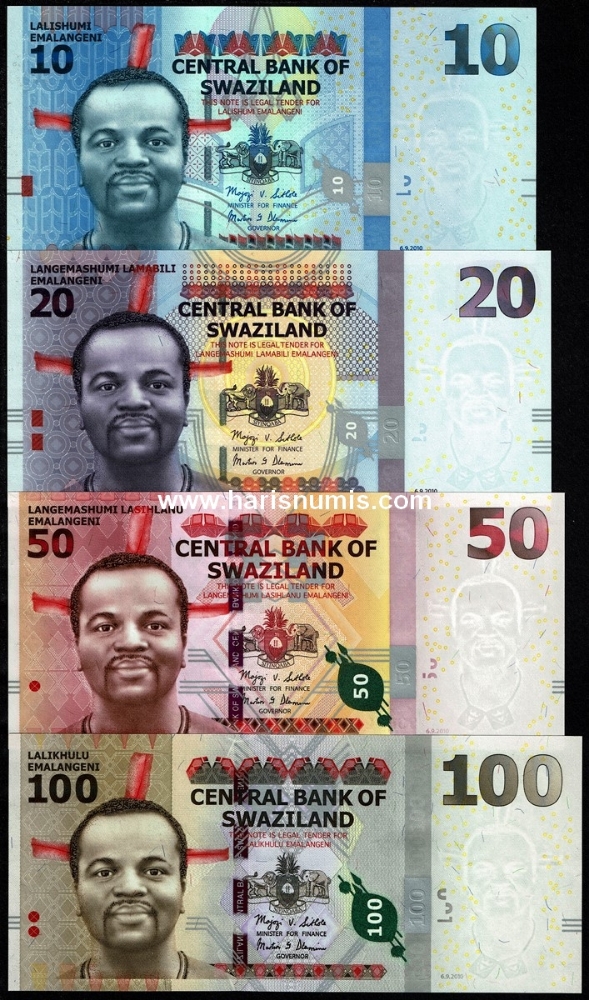 Picture of SWAZILAND 10-100 Emalangeni 2010 P 36a-39a UNC