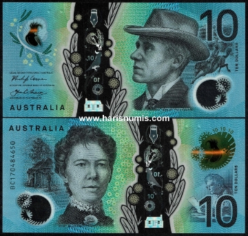 Picture of AUSTRALIA 10 Dollars 2017 P 63a UNC